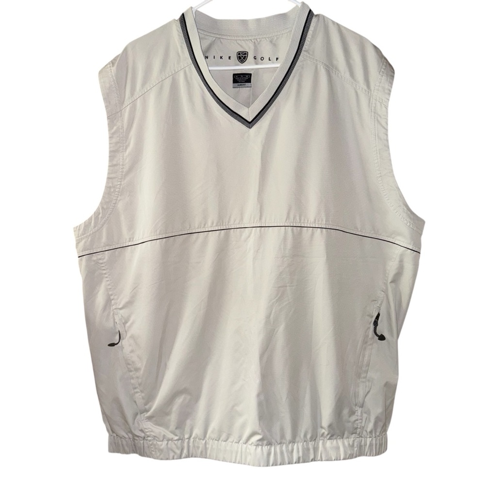 Vintage Nike Golf Climafit Vest Pullover V-Neck sz XL Khaki Gray Black